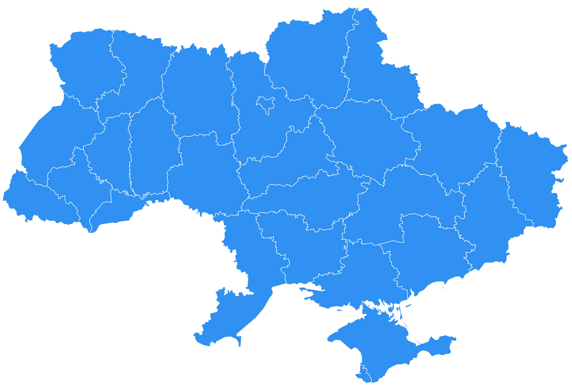 Carte vectorielle de l'Ukraine sur fond blanc
